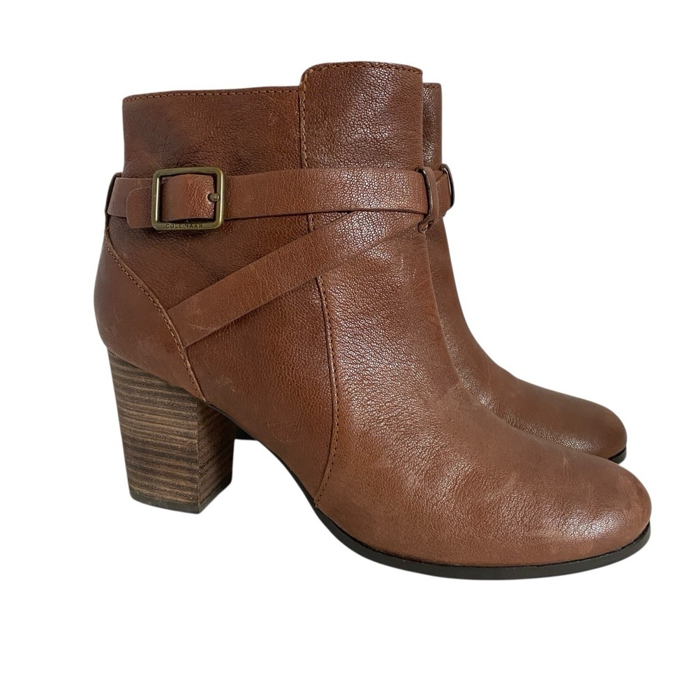 Cole Haan Women 8.5 B Ankle Boot‎ Distressed Leather Cassidy Buckle Bootie